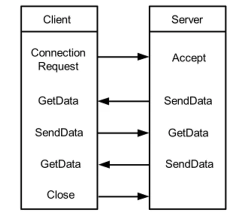 Gambar 2. Komunikasi Client Server menggunakan  Winsock 