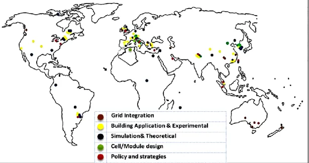 Figure 1.4: The Application of BIPV window technology in the world, Source: (Biyik et  al., 2017)  