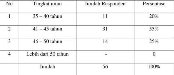 Tabel  berikut  ini  menunjukan  tingkat  umur  responden  Dusun  Sahata  Kecamatan Rambah Kabupaten Rokan Hulu