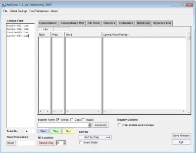 Figure 3.1 AntConc 3.2.1w for Windows 