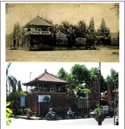 Gambar 2: Bagian Depan Puri Denpasar 1906 dan Puri Kesiman 2013   (Sumber: Gegevens De Zelfstandige Rijkjes, 1906: 24 dan Dok