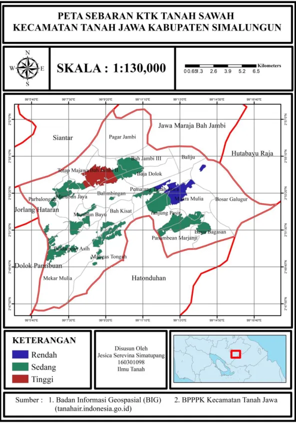 Gambar 4.5. Peta Penyebaran KTK Tanah Sawah di Kecamatan Tanah Jawa