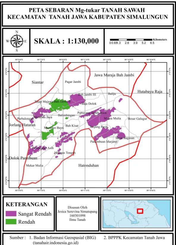 Gambar 4.8. Peta Penyebaran Mg-tukar Tanah Sawah di Kecamatan Tanah Jawa
