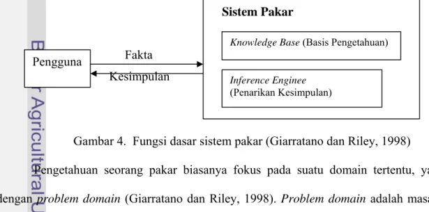 Gambar 4.  Fungsi dasar sistem pakar (Giarratano dan Riley, 1998) 