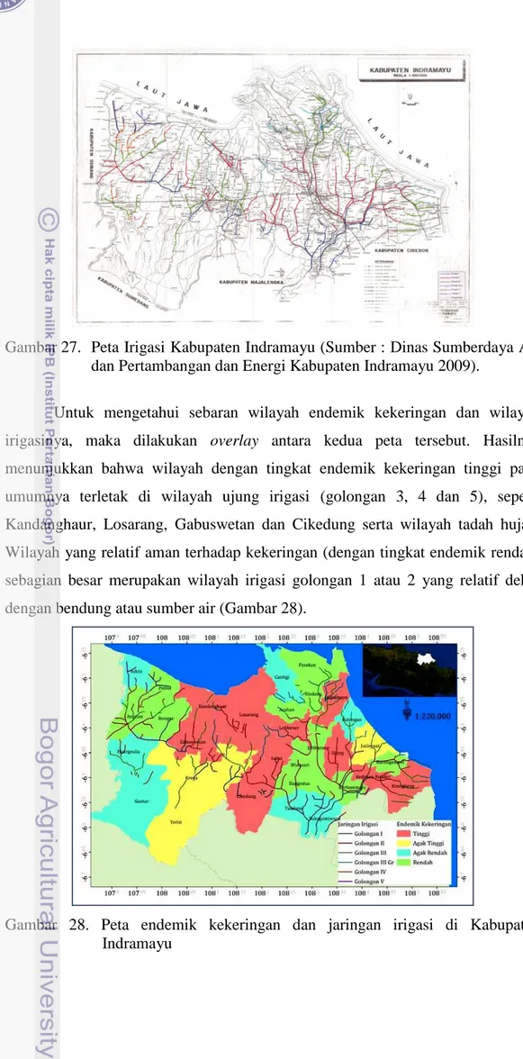 Gambar 27.   Peta Irigasi Kabupaten Indramayu (Sumber : Dinas Sumberdaya Air  dan Pertambangan dan Energi Kabupaten Indramayu 2009)