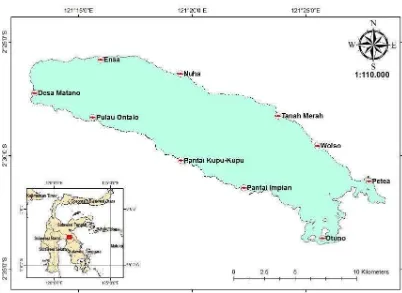 Gambar 1. Peta lokasi penelitian di Danau Matano (ikon dan label menunjukkan stasiun       pengambilan contoh)   