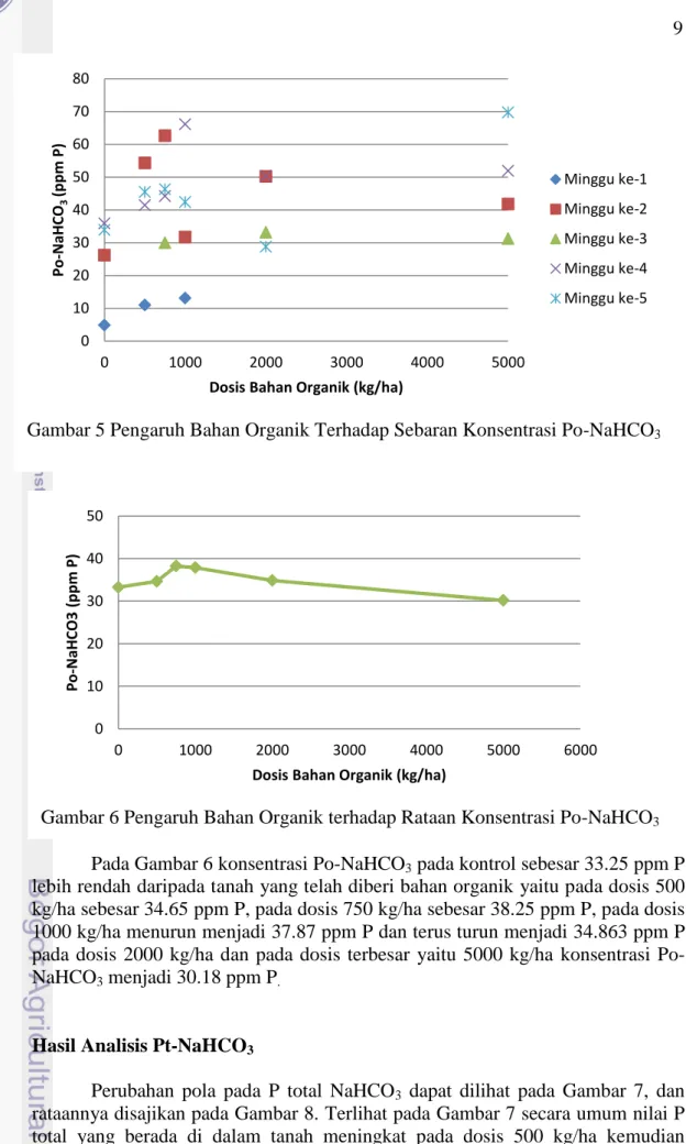 Gambar 6 Pengaruh Bahan Organik terhadap Rataan Konsentrasi Po-NaHCO 3