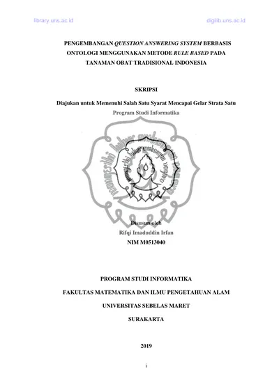 PENGEMBANGAN QUESTION ANSWERING SYSTEM BERBASIS ONTOLOGI MENGGUNAKAN ...