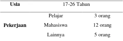 Tabel 3. Demografi Responden Persona