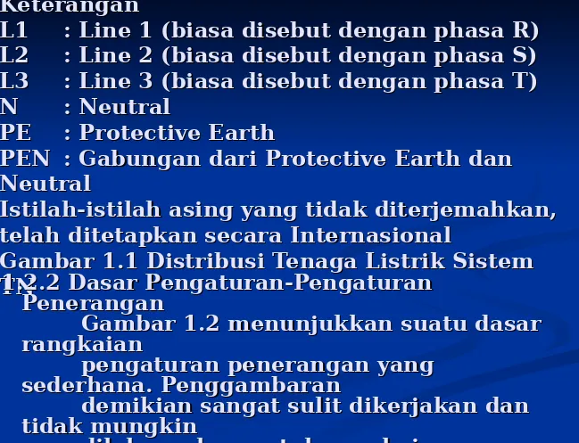 Gambar 1.1 Distribusi Tenaga Listrik Sistem Gambar 1.1 Distribusi Tenaga Listrik Sistem TN1.2.2 Dasar Pengaturan-Pengaturan 1.2.2 Dasar Pengaturan-Pengaturan 