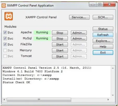 Gambar 2.1 XAMPP control panel application 
