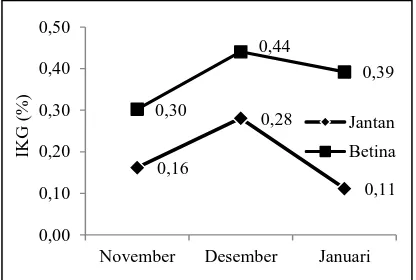 Gambar 5. Rerata indeks kematangan gonad ikan sikuda setiap bulan penelitian  