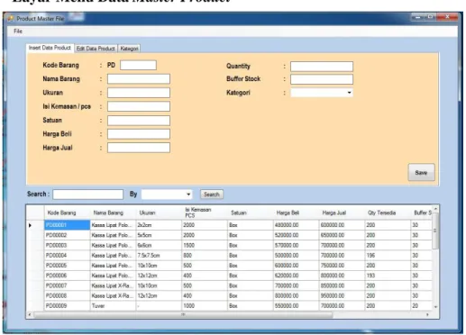 Gambar 4.6 Menu Data Master Product  