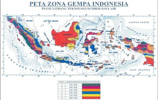Gambar 3. Peta Zona Gempa Indonesia (SNI 2883-2008) 