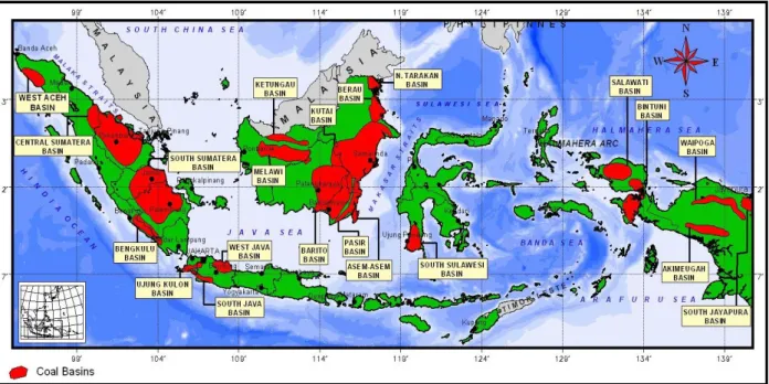 Gambar 1.1. Cekungan Batubara di Indonesia. 