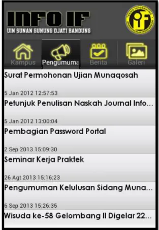 Gambar 4.10 Halaman Pengumuman  4.1.4.6  Halaman Berita 
