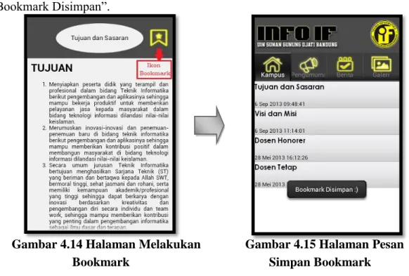 Gambar 4.14 Halaman Melakukan              Gambar 4.15 Halaman Pesan                      Bookmark                                            Simpan Bookmark 