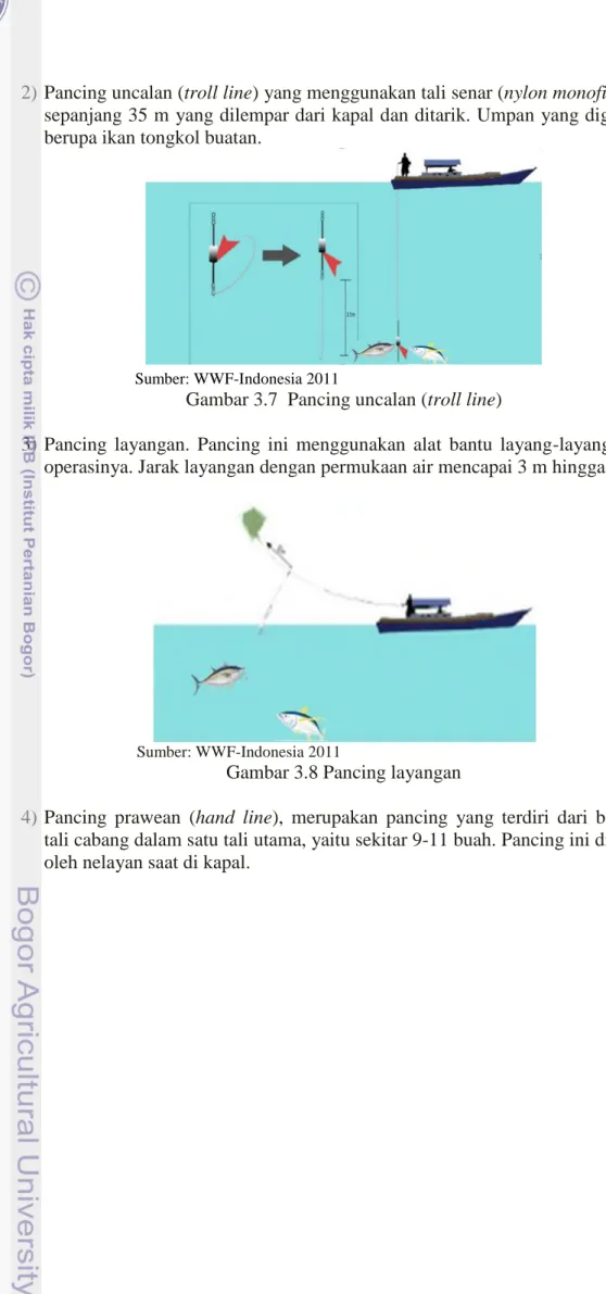 Gambar 3.7  Pancing uncalan (troll line) 