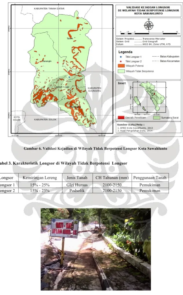 Gambar 6. Validasi Kejadian di Wilayah Tidak Berpotensi Longsor Kota Sawahlunto