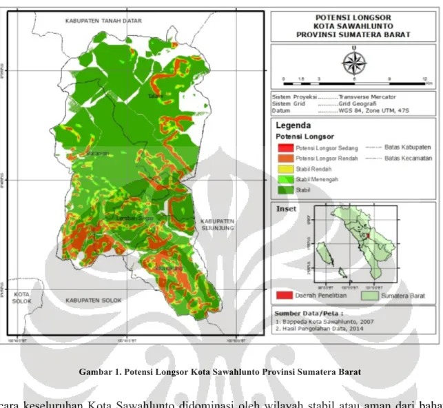 Gambar 1. Potensi Longsor Kota Sawahlunto Provinsi Sumatera Barat 