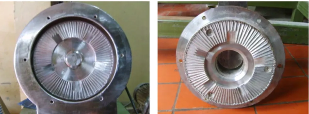 Gambar 6. Dua Buah Cakram Disc mill Tipe Baru                                            (kiri : cakram dinamis, kanan : cakram statis) 