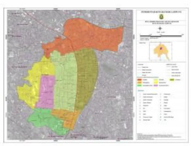 Gambar 2. Peta Administartif Kecamatan Kedaton, Bandar Lampung  Sumber: Perda Nomor 12 Tahun 2012 