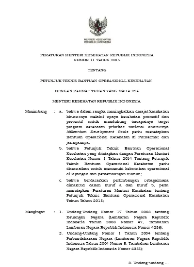 PERATURAN MENTERI KESEHATAN REPUBLIK INDONESIA NOMOR 11 TAHUN 2015 ...