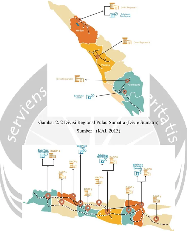 Gambar 2. 3 Daerah Operasi Pulau Sumatra (Daop Jawa)  Sumber : (KAI, 2013) 