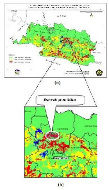 Gambar 1  Peta potensi gerakan  tanah/longsor (a) Jawa Barat (b) Subang