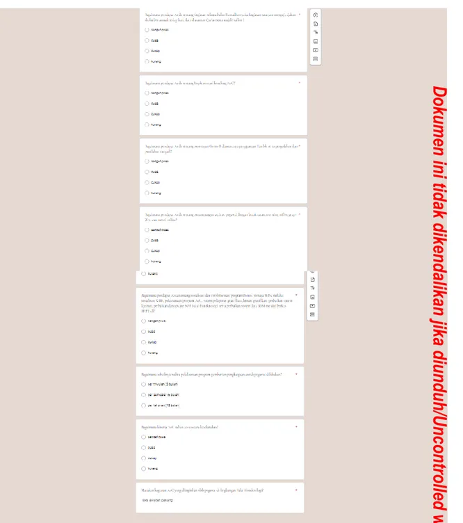 Gambar 3. Formulir Survei Program Kerja AoC 2019 Semester II di google form. 