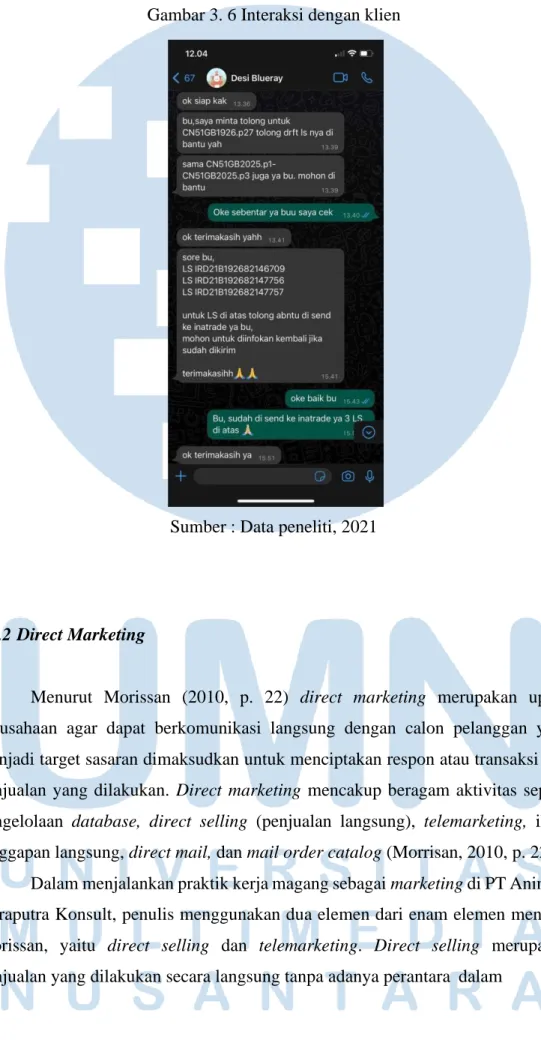 Gambar 3. 6 Interaksi dengan klien 