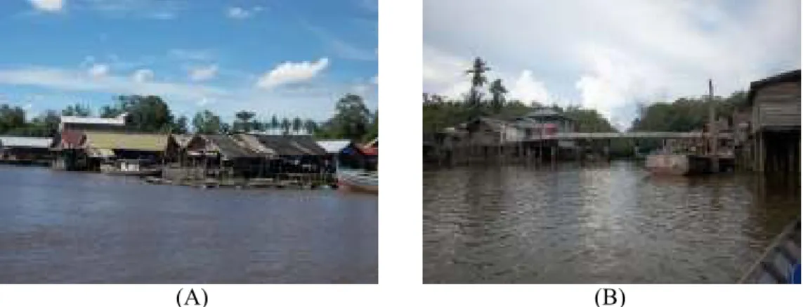 Gambar 7  Pusat Desa Dabong Dusun Mekar Jaya (A)  Dusun Selamat Jaya (B). 