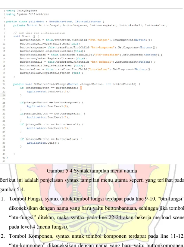 Gambar 5.4 Syntak tampilan menu utama 