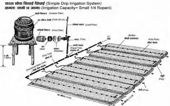 Gambar 1.  Skema sistem irigasi tetes 