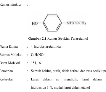 Gambar 2.1 Rumus Struktur Parasetamol   