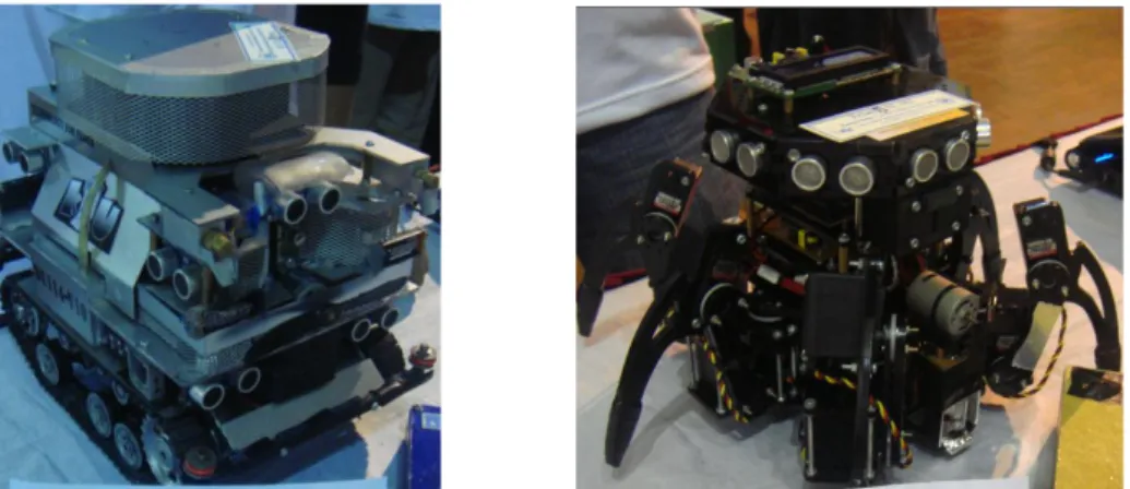 Gambar 1: Contoh bentuk robot divisi Beroda (kiri) dan Berkaki (kanan) 