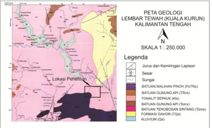 Gambar 1 Peta geologi daerah penelitian [5] 