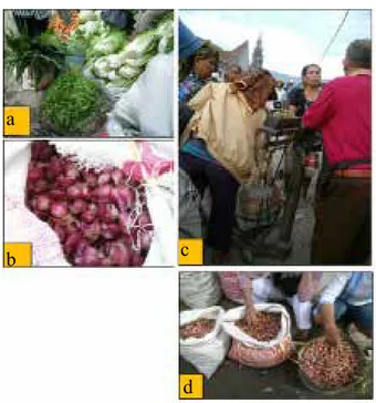 Gambar 4.  Pasar lokal Samosir yang berlangsung setiap hari Rabu pagi berdekatan dengan  pelabuhan transportasi air memasarkan kebutuhan pokok terutama hasil  per-tanian