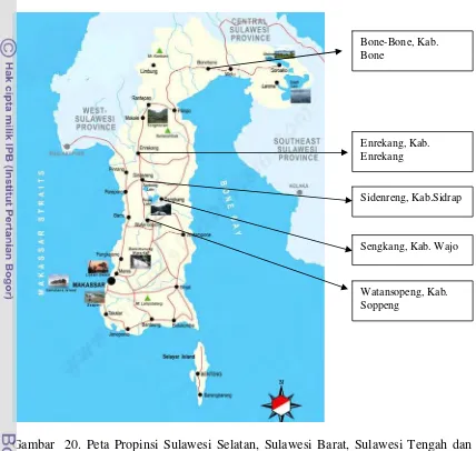 Gambar  20. Peta Propinsi Sulawesi Selatan, Sulawesi Barat, Sulawesi Tengah dan 