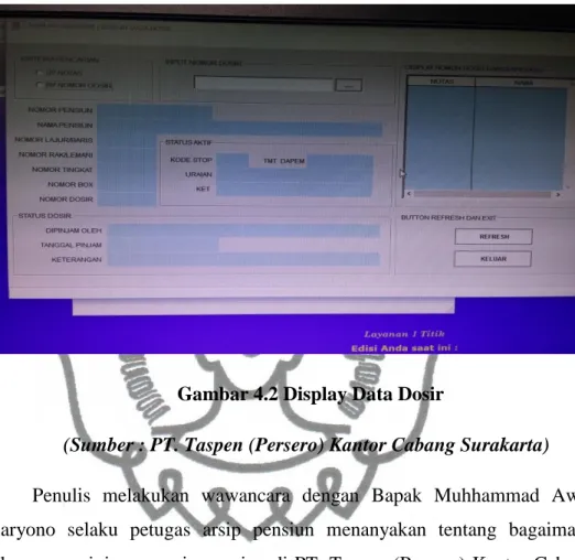 Gambar 4.2 Display Data Dosir 