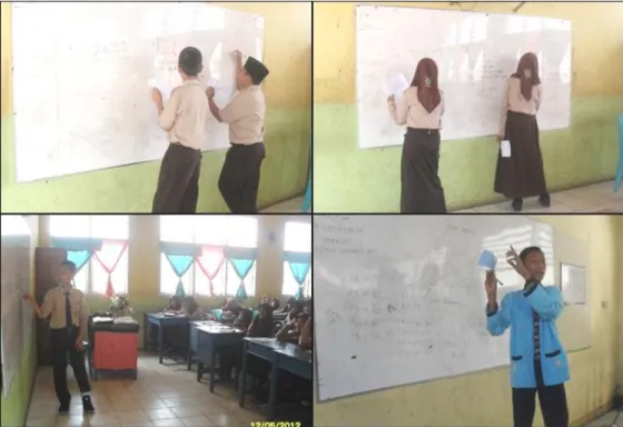 Gambar 2. Siswa menuliskan dan menjelaskan hasil diskusinya 