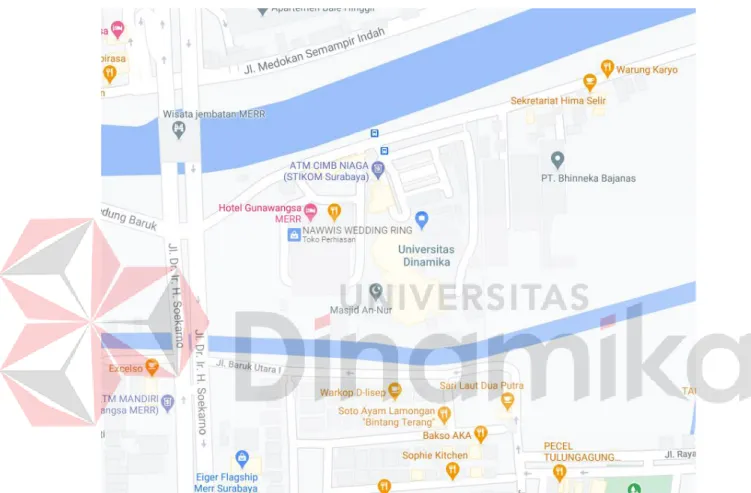 Gambar 2.2 Lokasi Universitas Dinamika  (Sumber : Google Maps)