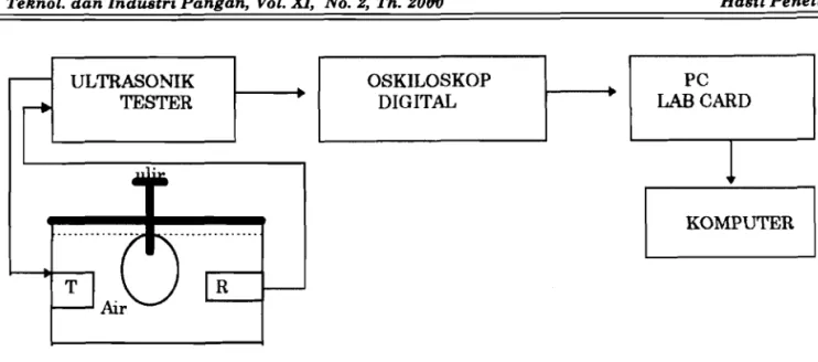 Gambar 1  Blok diagram peralatan ultrasonik untuk menentukan  tingkat  kematangan durian 