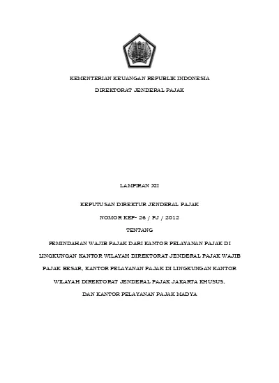 KEMENTERIAN KEUANGAN REPUBLIK INDONESIA DIREKTORAT JENDERAL PAJAK ...