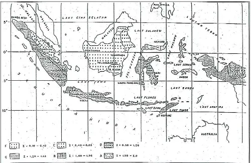 Gambar 5.3  Pembagian Zone Gempa di Indonesia (SNI Gempa, 2002)