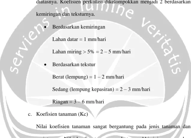 Tabel 3. 3 Koefisien Tanaman untuk Padi dan Palawija Nedeco 