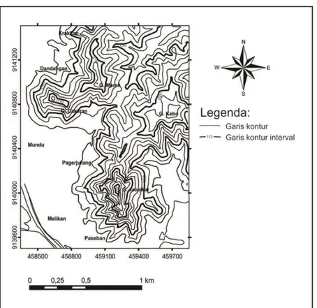Gambar 1.3. Peta topografi daerah Pagerjurang 