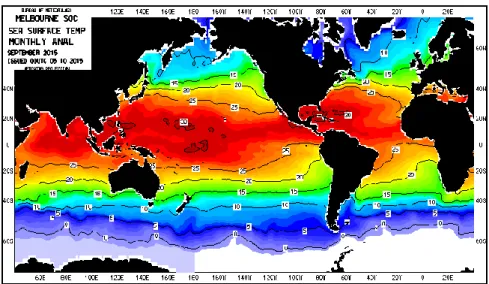 Gambar I.6 Analisis Suhu Muka Laut Bulan September 2015  (Sumber: www.bom.gov.au) 