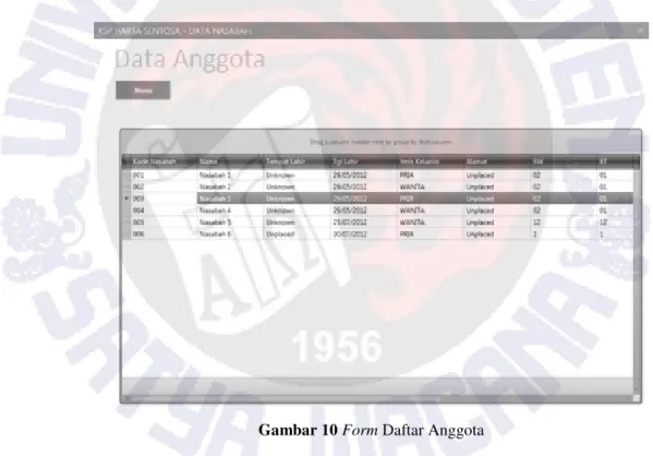 Gambar 10 Form Daftar Anggota 