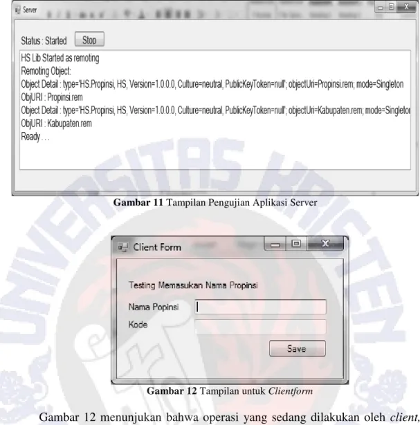 Gambar 11 Tampilan Pengujian Aplikasi Server 